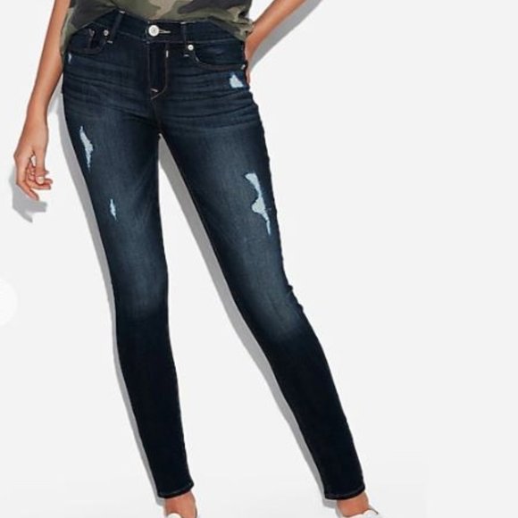 Express Mid Rise Ripped Jean Leggings 